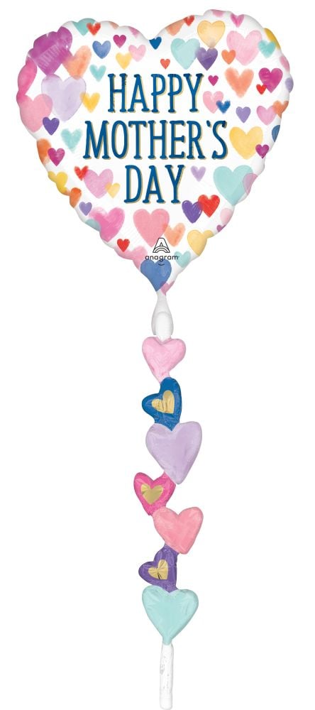 Airwalker Tail Happy Mothers Day Sprinkled Hearts Balloon