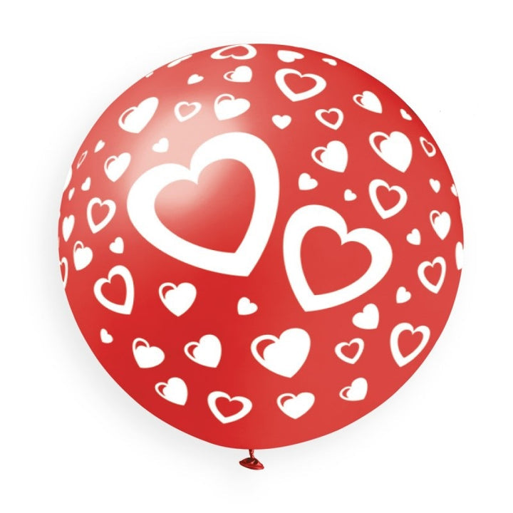 Hearts and Dots Standard Latex Balloon Red 1 Piece 31"