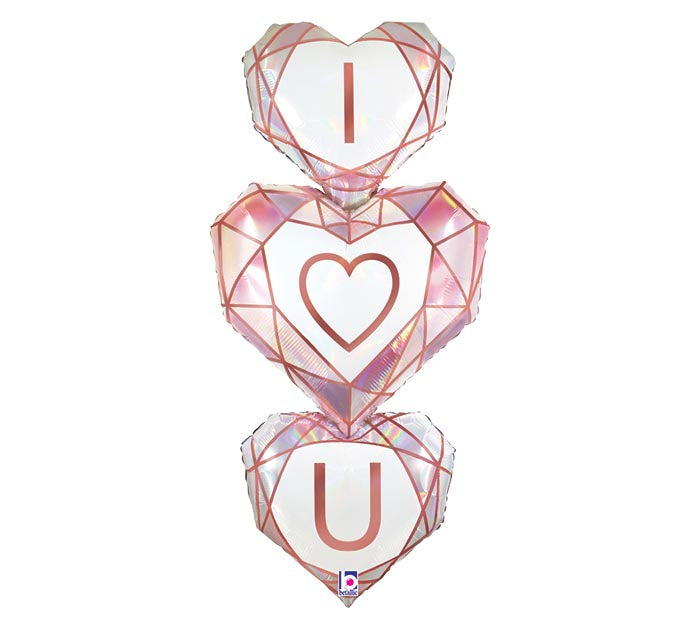 I Love you Balloon Stacked Hearts 38"