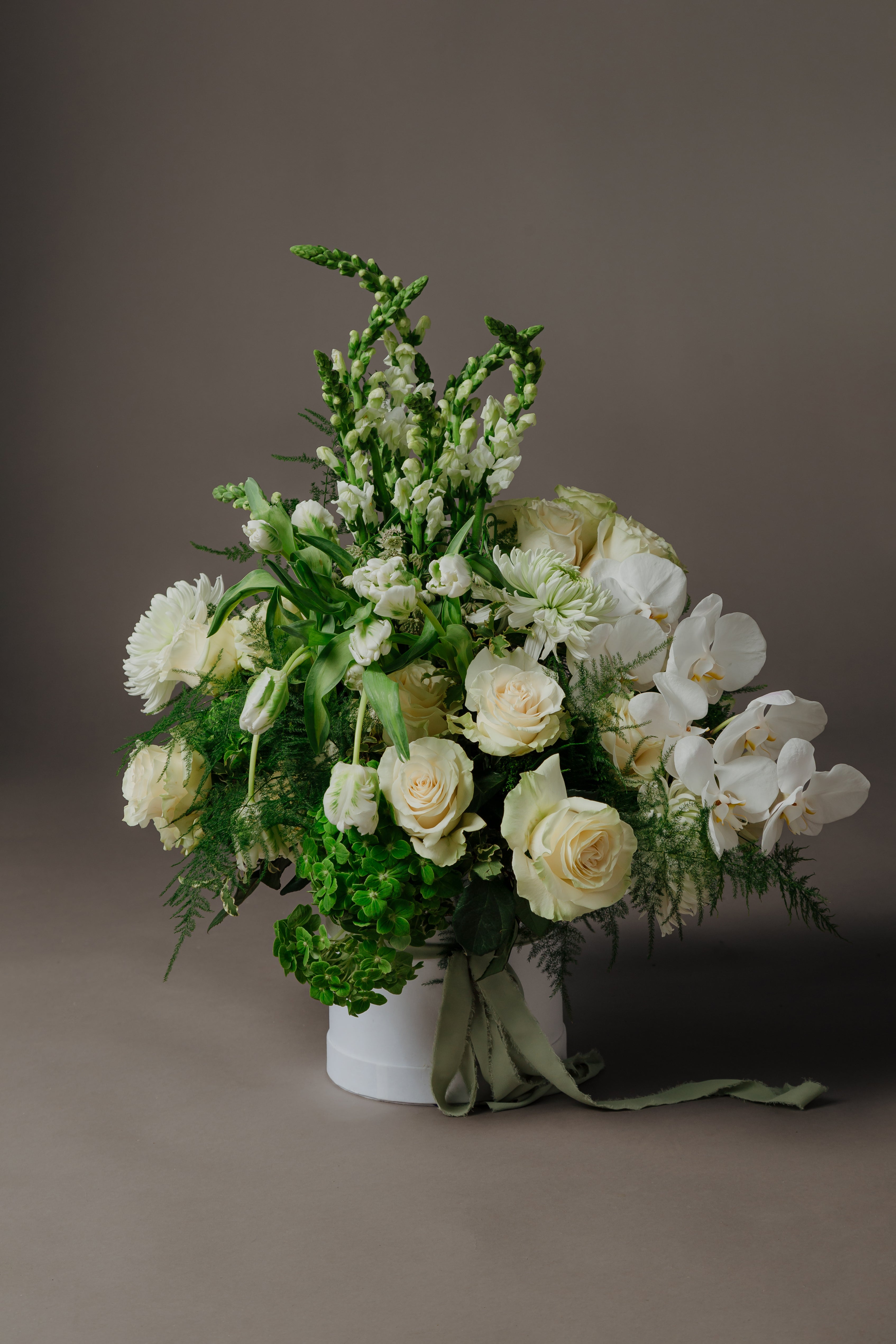 Aesthetic White and Green Flowers Arrangement